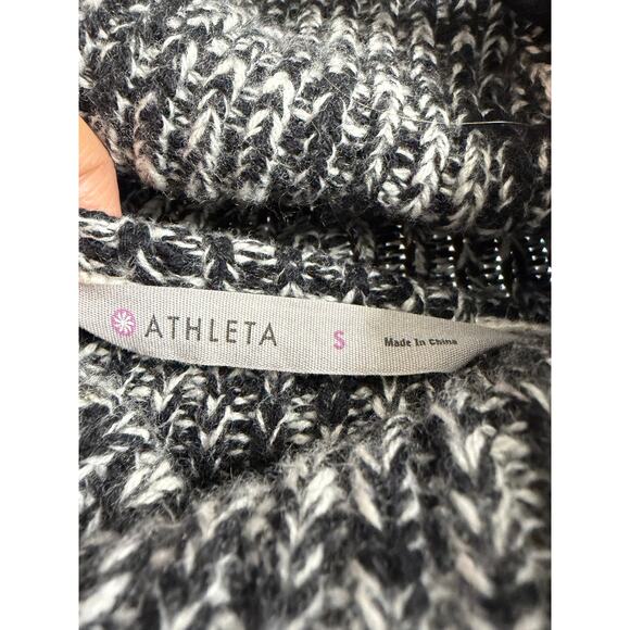 Athleta Marled Black Cream Cashmere Wool Blend Turtleneck Sweater Sz S - Picture 10 of 12